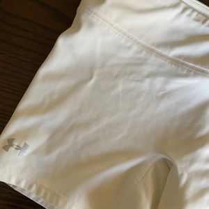 White spandex shorts Under Armour